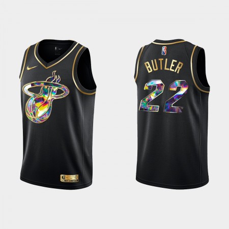 Maglia NBA Miami Heat Jimmy Butler 22 Nike 2021-22 Nero Golden Edition 75th Anniversary Diamond Swingman - Uomo